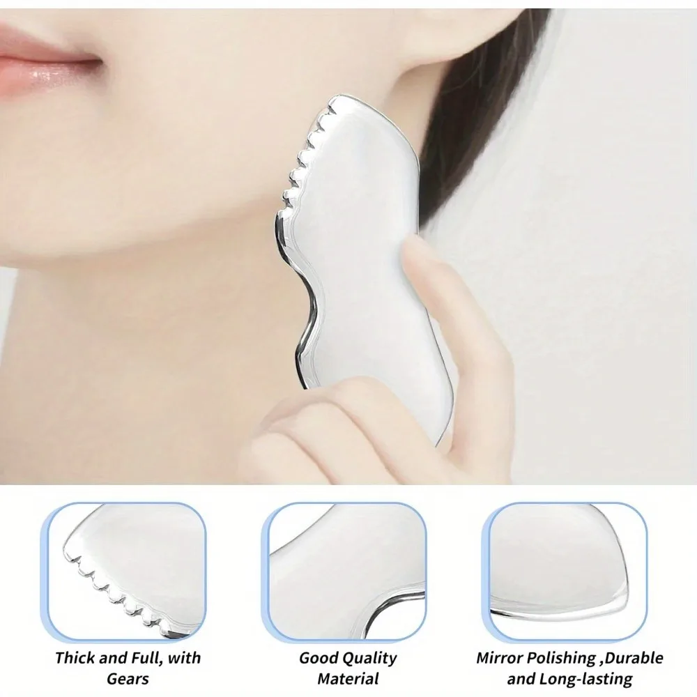 Gua sha de acero inoxidable para rostro y cuerpo, foto 4