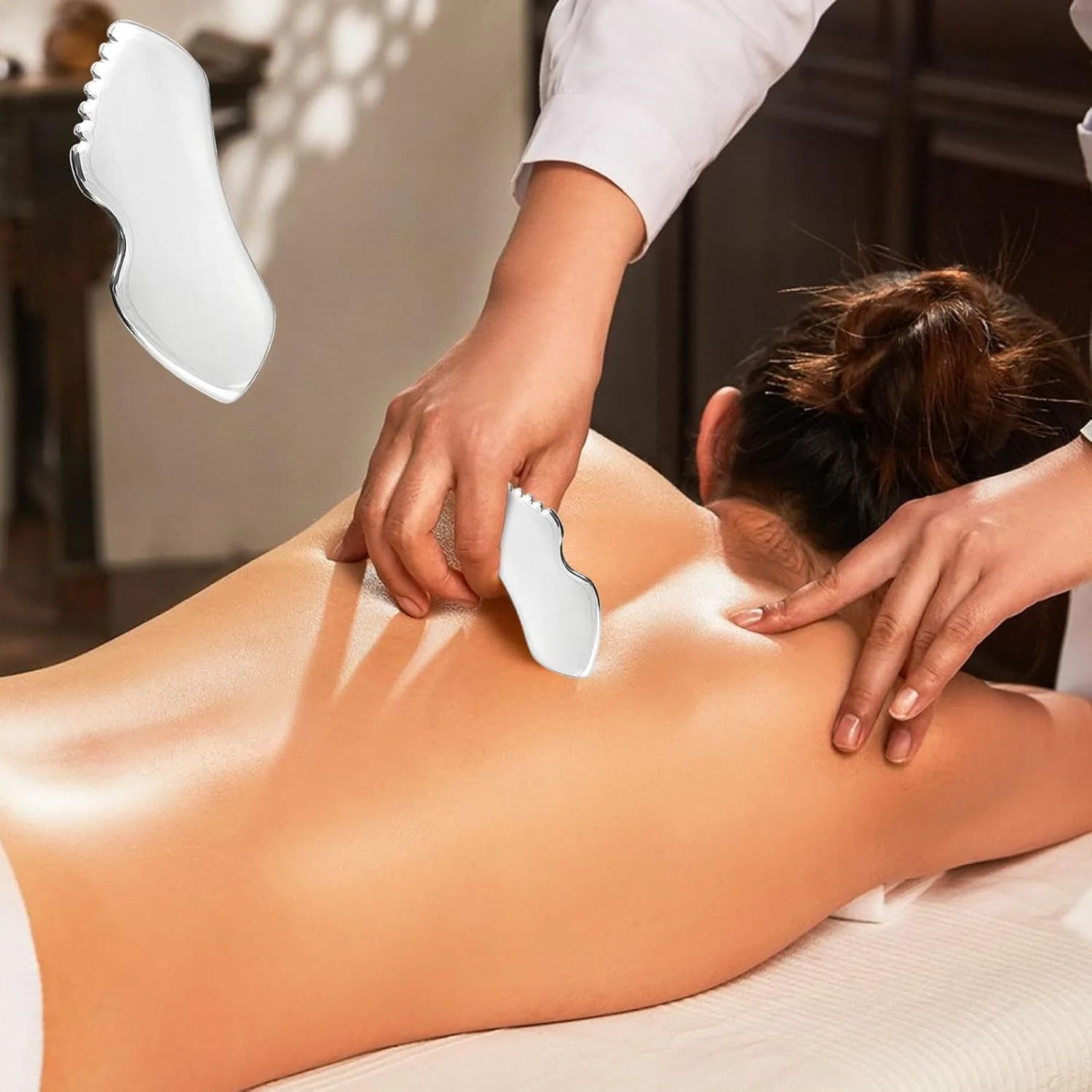 Gua sha de acero inoxidable para rostro y cuerpo, foto 5